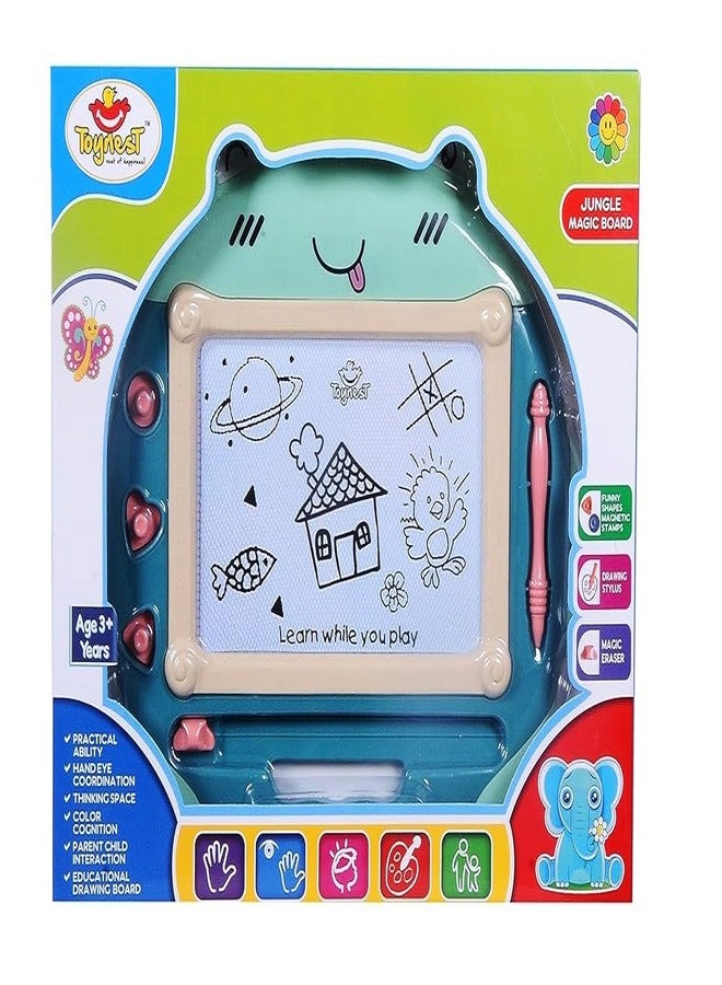 FRATELLI Acrylonitrile Butadiene Styrene Toynest Magic Slate For Kids Pen Doodle Pad Erasable Drawing Writing Learning Graffiti Board Kids Gift Toy Magnetic Painting Sketch Pad (Blue Monkey Board) - Image 2